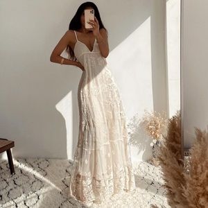 Zara Embroidered Lace Maxi Dress Bloggers Favorite